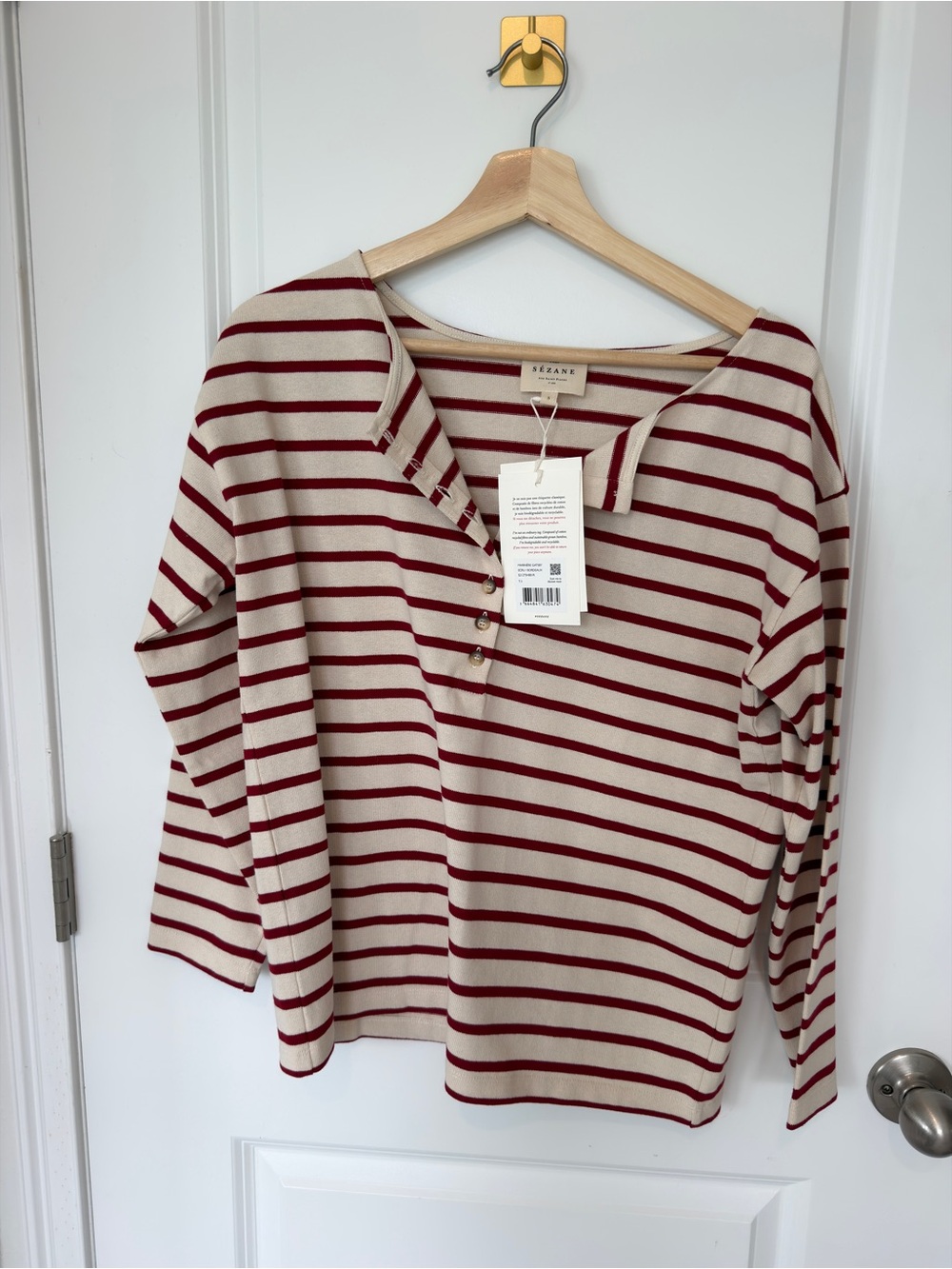 Sezane gatsby Mariniere red stripe top nwt